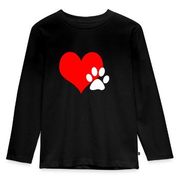 Heart paw - Kids' Premium Longsleeve Shirt - black - Front - AI Model Kid Male (0cm)