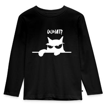 Lustige Katze - Kinder Premium Bio Langarmshirt - Schwarz - Vorne - AI Model Kid Male (0cm)
