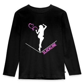 slackline slacken rope acrobat rope artist balance - Kids' Premium Longsleeve Shirt - black - Front - AI Model Kid Male (0cm)