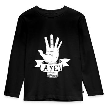 Rohübersetzung # 6 - Kinder Premium Bio Langarmshirt - Schwarz - Vorne - AI Model Kid Male (0cm)