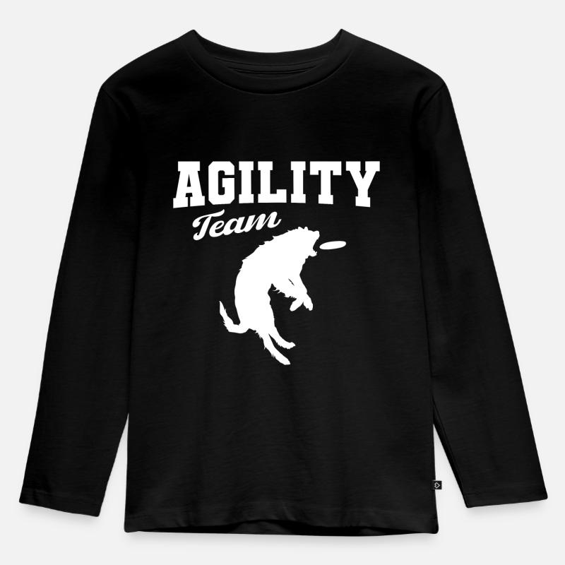 Agility Hunde Team - Kinder Premium Bio Langarmshirt - Schwarz