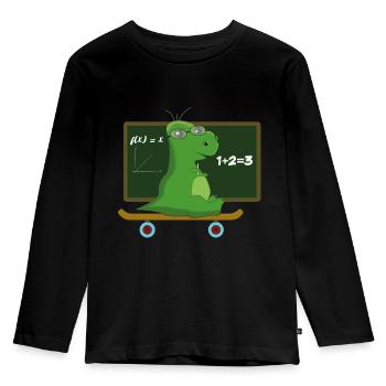 Dino teacher skateboard nerd - Kids' Premium Longsleeve Shirt - black - Front - AI Model Kid Male (0cm)