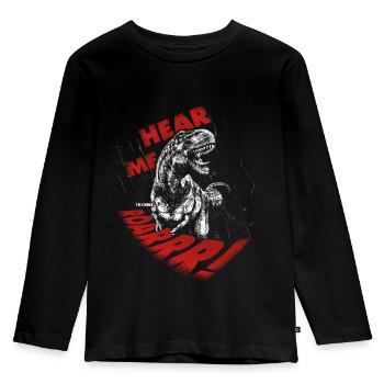 T-Rex World Dinosaurier Tyrannosaurus T-Rex Roar! - Kinder Premium Bio Langarmshirt - Schwarz - Vorne - AI Model Kid Male (0cm)