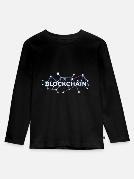 blockchain - Kinder Premium Bio Langarmshirt - Schwarz