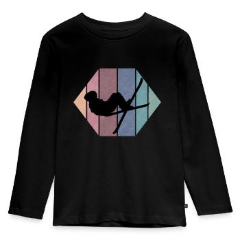 Skiing Ski Holiday Winter Holiday Ski Slope Retro - Kids' Premium Longsleeve Shirt - black - Front - AI Model Kid Male (0cm)