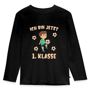 Schulkind Einschulung Schulanfang schulanfänger - Kinder Premium Bio Langarmshirt - Schwarz - Vorne - AI Model Kid Male (0cm)