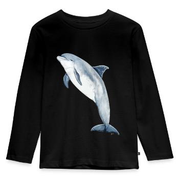 Großer Tümmler - Tümmler - Grand Dauphins - Kinder Premium Bio Langarmshirt - Schwarz - Vorne - AI Model Kid Male (0cm)