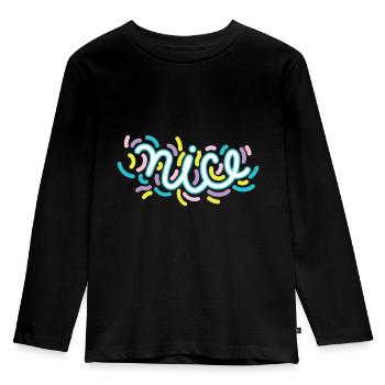 Nice - Kids' Premium Longsleeve Shirt - black - Front - AI Model Kid Male (0cm)