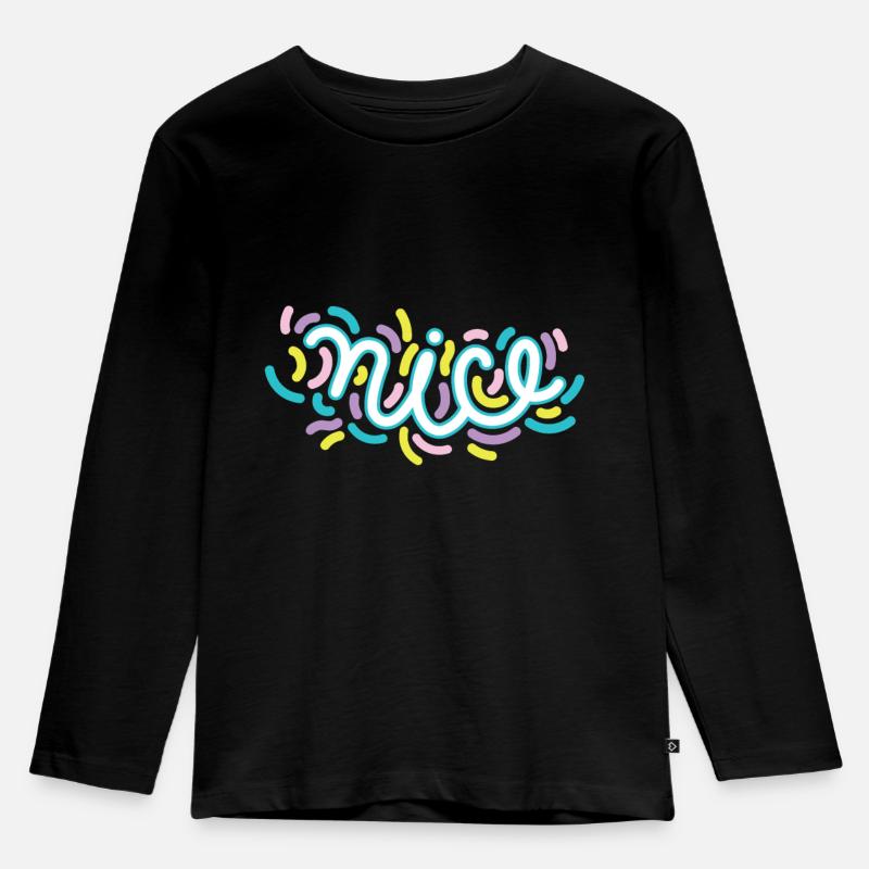 Nice - Kinder Premium Bio Langarmshirt - Schwarz