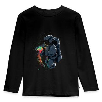 Astronaut mit Qualle - Kinder Premium Bio Langarmshirt - Schwarz - Vorne - AI Model Kid Male (0cm)