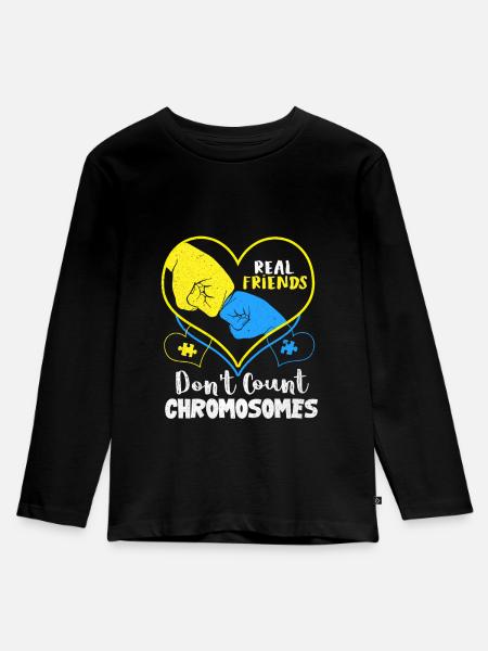 Down Syndrom - Kinder Premium Bio Langarmshirt - Schwarz