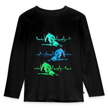 Skifahren Skifahren Skifahren Skifahren Skifahren - Kinder Premium Bio Langarmshirt - Schwarz - Vorne - AI Model Kid Male (0cm)