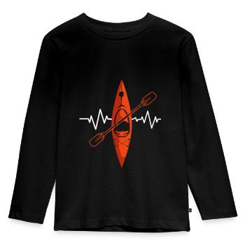 Kanu Kanusport Kayak Kajak Fahrer Wildwasser Ruder - Kinder Premium Bio Langarmshirt - Schwarz - Vorne - AI Model Kid Male (0cm)