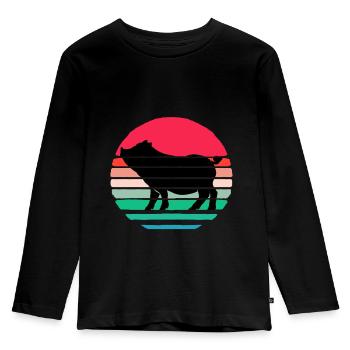 Schwein Sau Schweinchen Minischwein Ferkel Eber - Kinder Premium Bio Langarmshirt - Schwarz - Vorne - AI Model Kid Male (0cm)