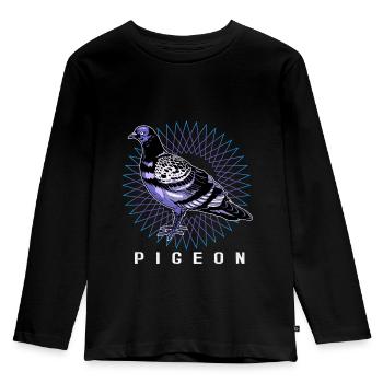 Taube - Kinder Premium Bio Langarmshirt - Schwarz - Vorne - AI Model Kid Male (0cm)