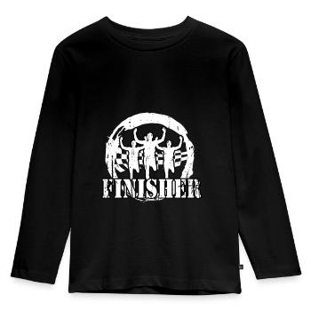 Jogger - Finisher - Kinder Premium Bio Langarmshirt - Schwarz - Vorne - AI Model Kid Male (0cm)