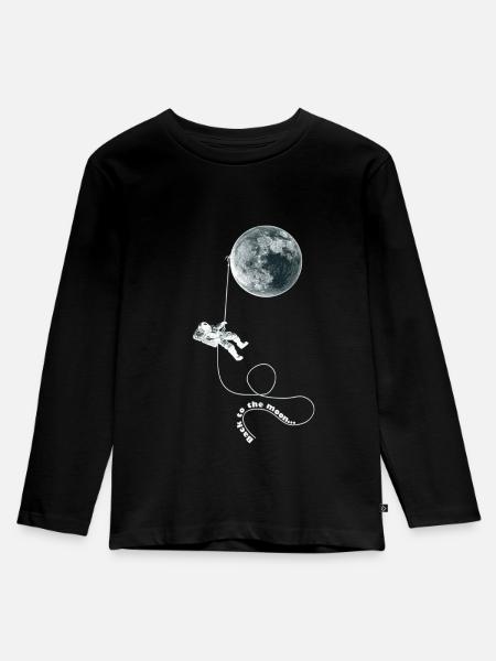 moon rope astronaut white - Kinder Premium Bio Langarmshirt - Schwarz