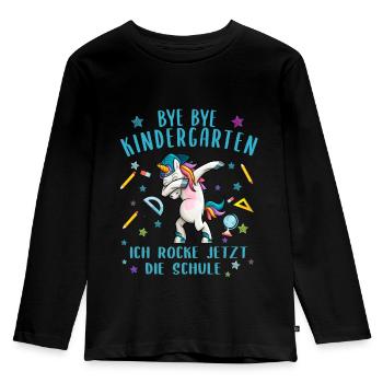 Schoolchild Bye bye Kindergarten Dabbing Unicorn - Kids' Premium Longsleeve Shirt - black - Front - AI Model Kid Male (0cm)