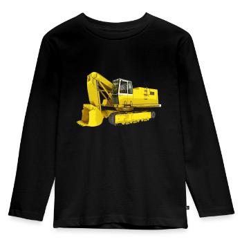 Excavatrice jaune, pelle rétrocaveuse, industrie - T-shirt manches longues Premium Enfant - noir - Devant - AI Model Kid Male (0cm)