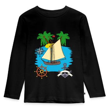 Expeditie Adventure Travel Agency Tour Tourist - Kinderen Premium Bio shirt met lange mouwen - zwart - Voor - AI Model Kid Male (0cm)