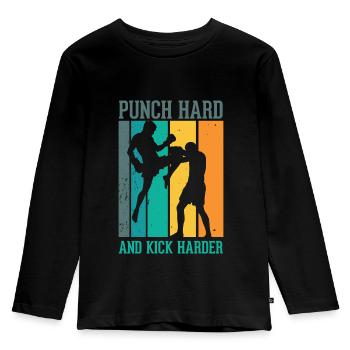 Kickboxing Kickboxer Boxing Martial Art - Kids' Premium Longsleeve Shirt - black - Front - AI Model Kid Male (0cm)
