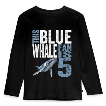 5 Birthday Boy Shirt Blue Whale Fan - Kids' Premium Longsleeve Shirt - black - Front - AI Model Kid Male (0cm)