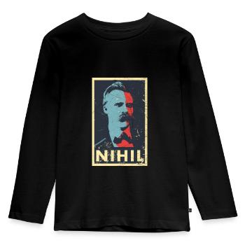 Vintage Philosophy Nihilism Friedrich Nietzsche - Kids' Premium Longsleeve Shirt - black - Front - AI Model Kid Male (0cm)
