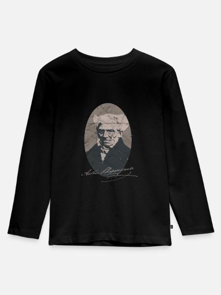 Vintage Philosophie Arthur Schopenhauer Nietzsche - Kinder Premium Bio Langarmshirt - Schwarz