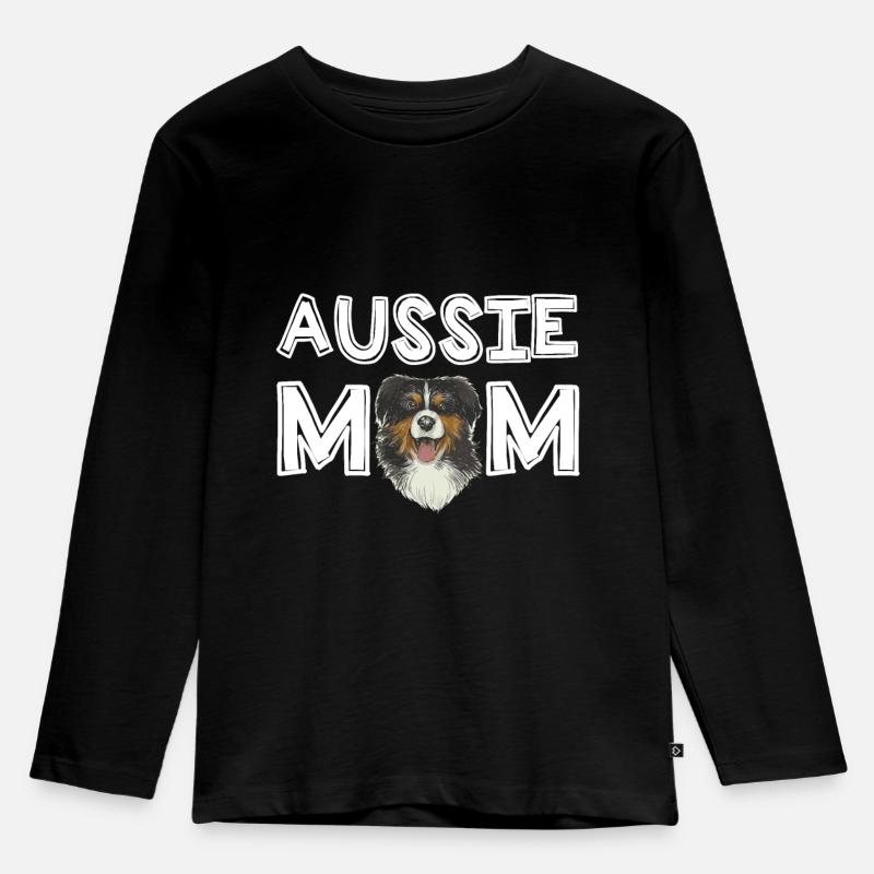 Aussie Mom Australischer Schäferhund Mama Geschenk - Kinder Premium Bio Langarmshirt - Schwarz