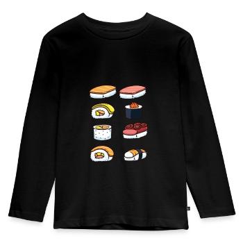 assiette de sushi - T-shirt manches longues Premium Enfant - noir - Devant - AI Model Kid Male (0cm)
