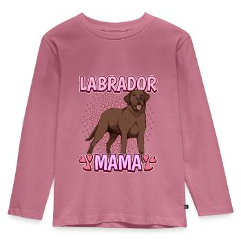Brauner Labrador Labbi Labrador Mama - Kinder Premium Bio Langarmshirt - Mauve - Vorne - AI Model Kid Female (0cm)