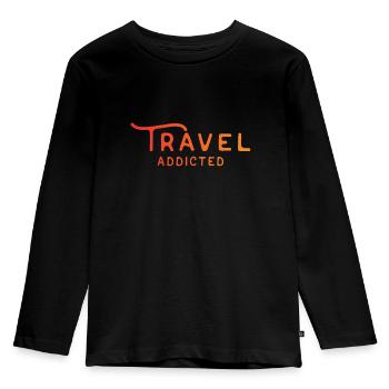 Sucht nach Reisen - Kinder Premium Bio Langarmshirt - Schwarz - Vorne - AI Model Kid Male (0cm)