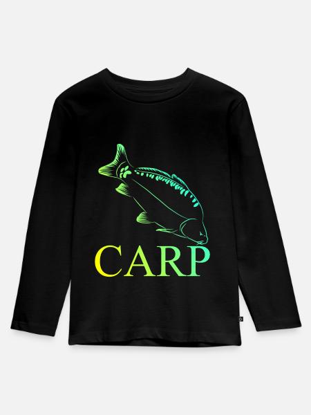 wütender Karpfen - Kinder Premium Bio Langarmshirt - Schwarz