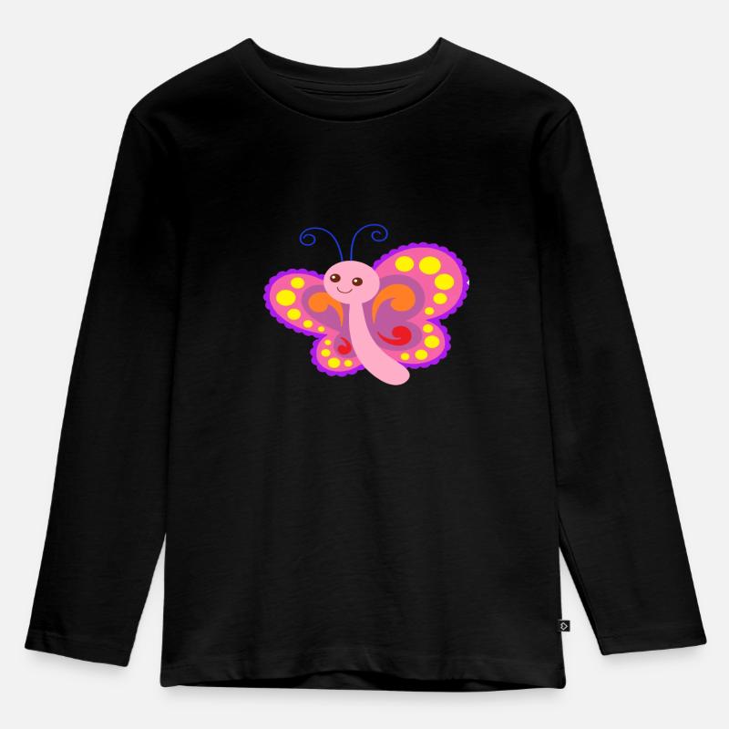 Schmetterlingskinder - Kinder Premium Bio Langarmshirt - Schwarz