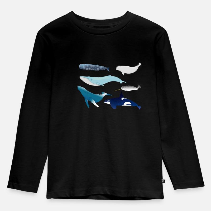 Wale - Kinder Premium Bio Langarmshirt - Schwarz