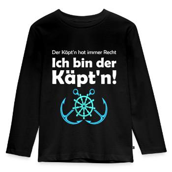 Kapitän maritime maritim Boot Geschenk - Kinder Premium Bio Langarmshirt - Schwarz - Vorne - AI Model Kid Male (0cm)