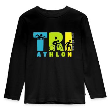 triathlon - Kinder Premium Bio Langarmshirt - Schwarz - Vorne - AI Model Kid Male (0cm)