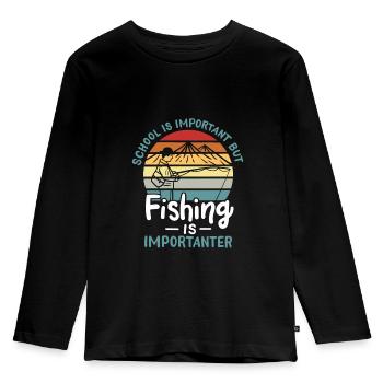 Angeln Angeln ist wichtiger - Kinder Premium Bio Langarmshirt - Schwarz - Vorne - AI Model Kid Male (0cm)