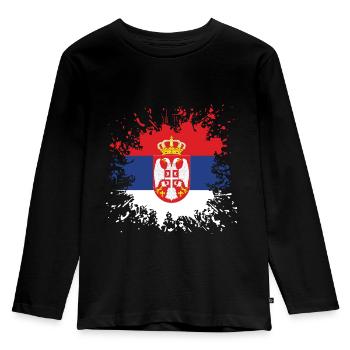 La couleur du drapeau serbe - T-shirt manches longues Premium Enfant - noir - Devant - AI Model Kid Male (0cm)