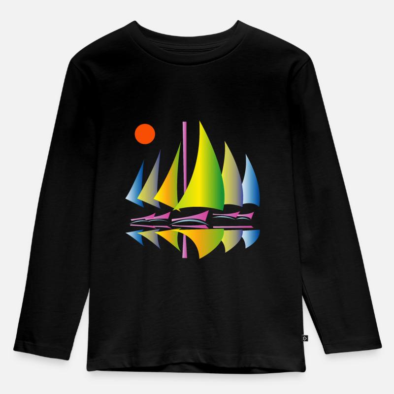Segelboote - Kinder Premium Bio Langarmshirt - Schwarz