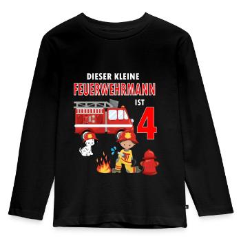 4th birthday boy firefighter firefighter - Kids' Premium Longsleeve Shirt - black - Front - AI Model Kid Male (0cm)