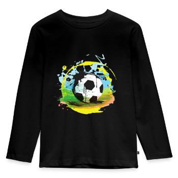 Fußball Geschenk Fußballbekleidung Jungen Mädchen - Kinder Premium Bio Langarmshirt - Schwarz - Vorne - AI Model Kid Male (0cm)