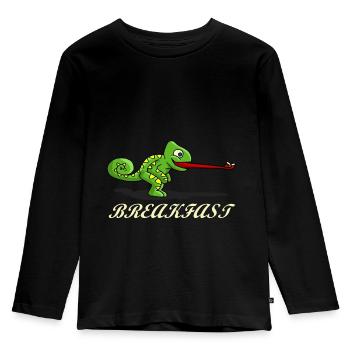 Breakfast reptile - Kids' Premium Longsleeve Shirt - black - Front - AI Model Kid Male (0cm)