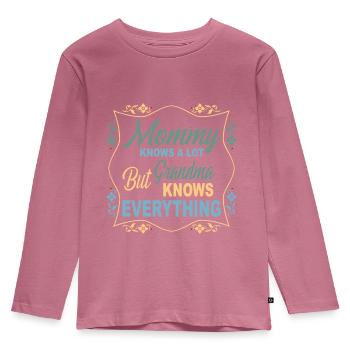 mommy knows a lot but grandma knows everything - T-shirt manches longues Premium Enfant - mauve - Devant - AI Model Kid Female (0cm)