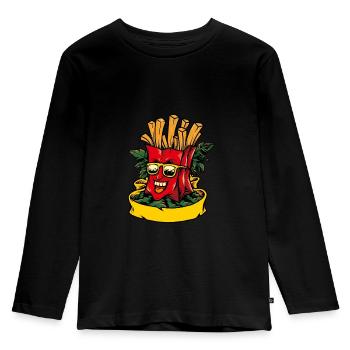 Frites drôles de restauration rapide avec des lunettes de soleil - T-shirt manches longues Premium Enfant - noir - Devant - AI Model Kid Male (0cm)
