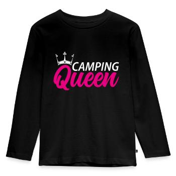 Camping queen aventure randonnée - T-shirt manches longues Premium Enfant - noir - Devant - AI Model Kid Male (0cm)