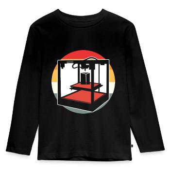 Retro 3D Printer - Kids' Premium Longsleeve Shirt - black - Front - AI Model Kid Male (0cm)