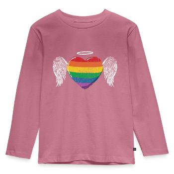 Rainbow Heart Wing LGBT LGBT Gay Pride Vintage - Kids' Premium Longsleeve Shirt - mauve - Front - AI Model Kid Female (0cm)