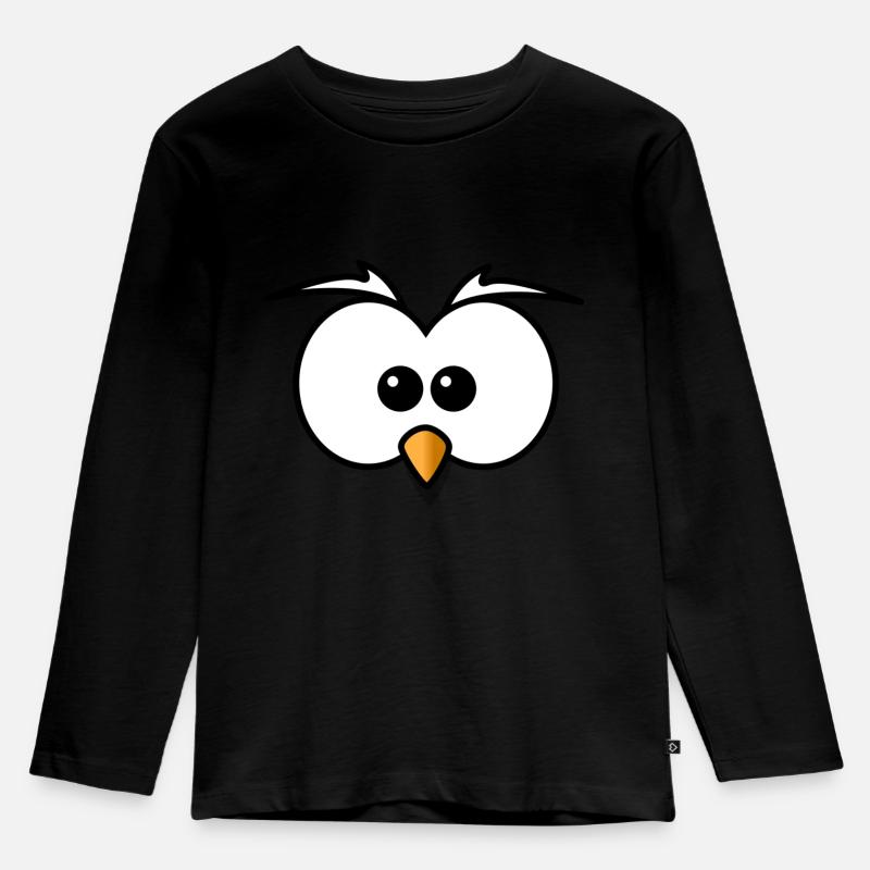 eule augen - Kinder Premium Bio Langarmshirt - Schwarz