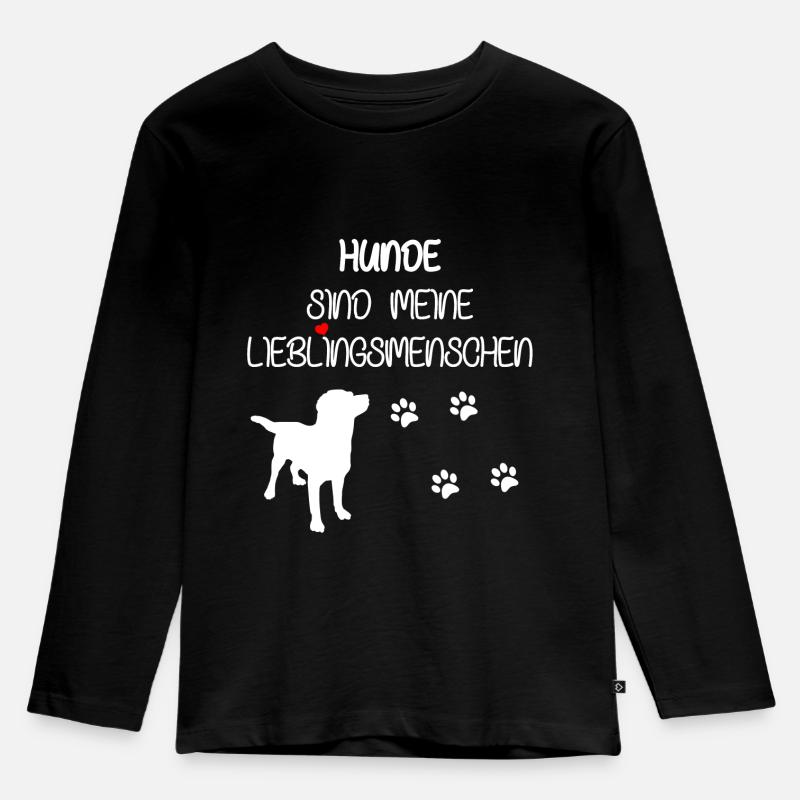 Süßer Hunde Spruch - Kinder Premium Bio Langarmshirt - Schwarz